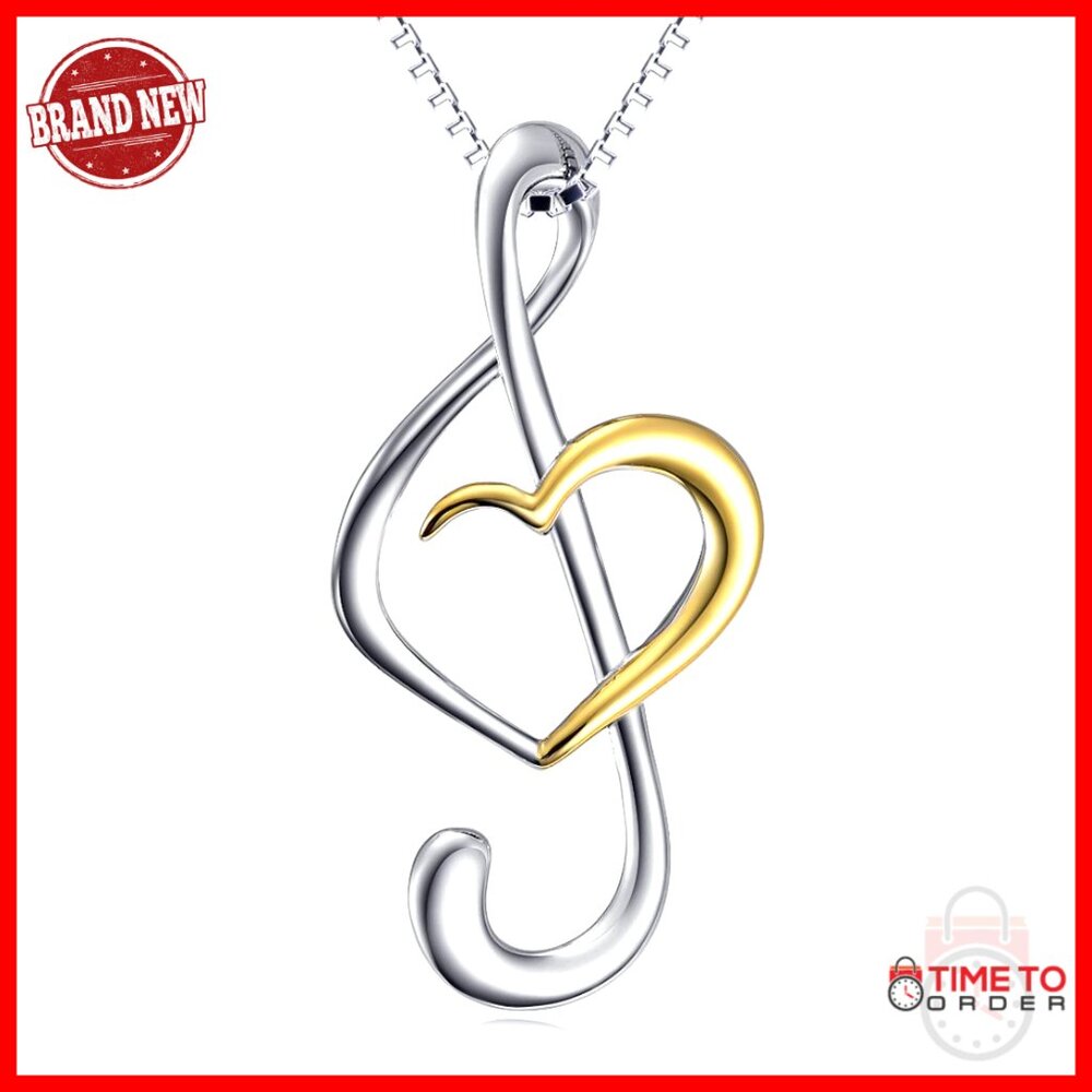 Sterling Silver Music Note Pendant Necklace 18 Inch 925